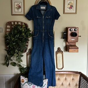 Reformation Blue Jean Jumpsuit Flare Cut